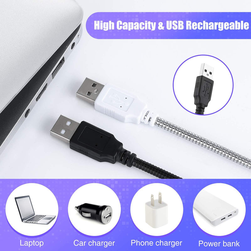 2 Pieces USB LED Reading Lamps USB Flexible Stick Dimmable LED Lamp Touch Switch Gooseneck for Laptop Book Computer Bed (Black, Silver) Black, Silver