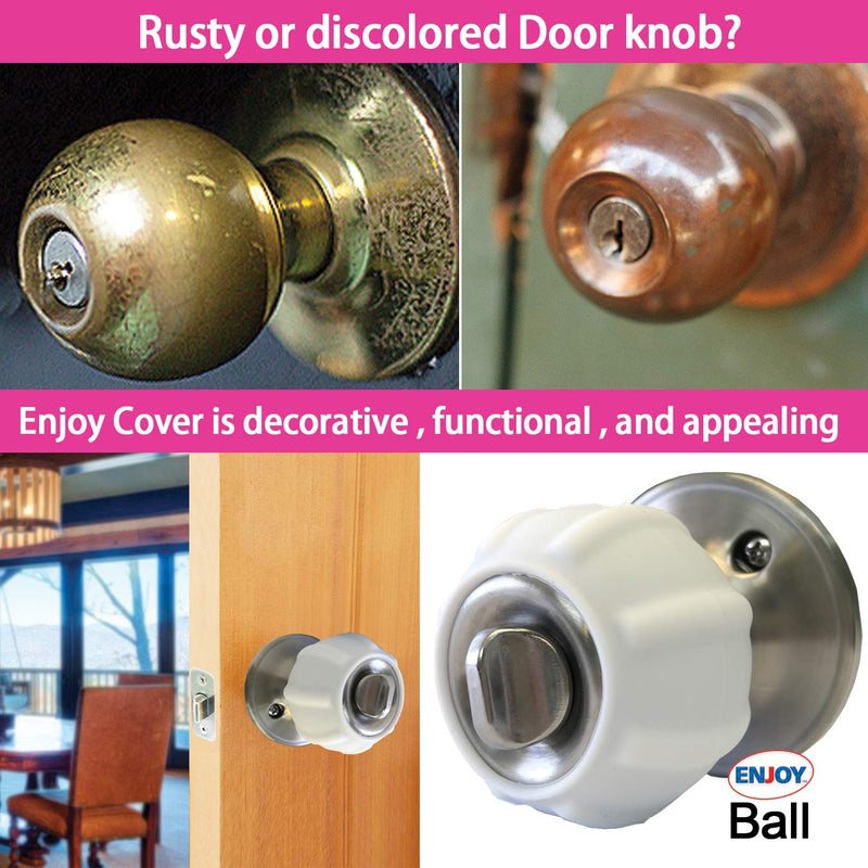 New Enjoy Cover - Door Knob Cover Grips Non Slip Arthritis & Senior Living Aids Grippy Easy Open Decorative. Simple Functional Effective Solution- 4 Pack (White, Ball)