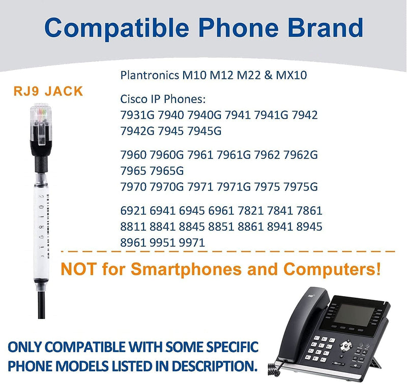 Arama Phone Headset with Noise Canceling Microphone Mute Switch Telephone Headset Compatible with Cisco IP Phones: 6941, 7841, 7861, 7941, 7942, 7945, 7960, 7961, 7962, 7965, 8811, 8841, 8845 A800C-Monaural
