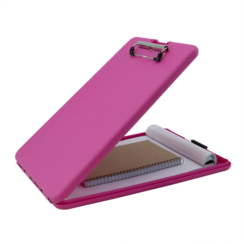 Saunders Pink SlimMate Plastic Storage Clipboard with Low Profile Clip - Portable Mobile Organizer for Home, Office, and Business Use (00835) Letter