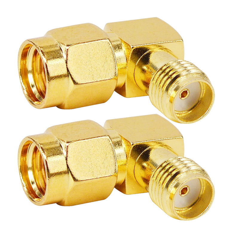 BOOBRIE SMA Female to RP SMA Male 90-Degree Adapter 2PCS