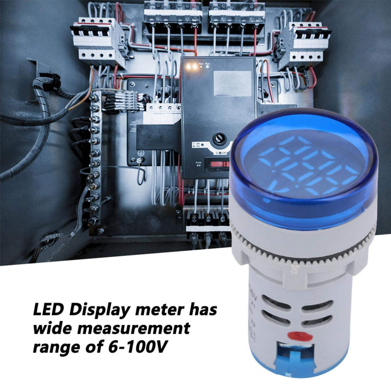 Voltmeter, LED Voltmeter Signal Light Digital Display Dc Voltage Meter Display Voltage Meter Indicator Round Lamp Tester Wide Measurement Range of 6-100V