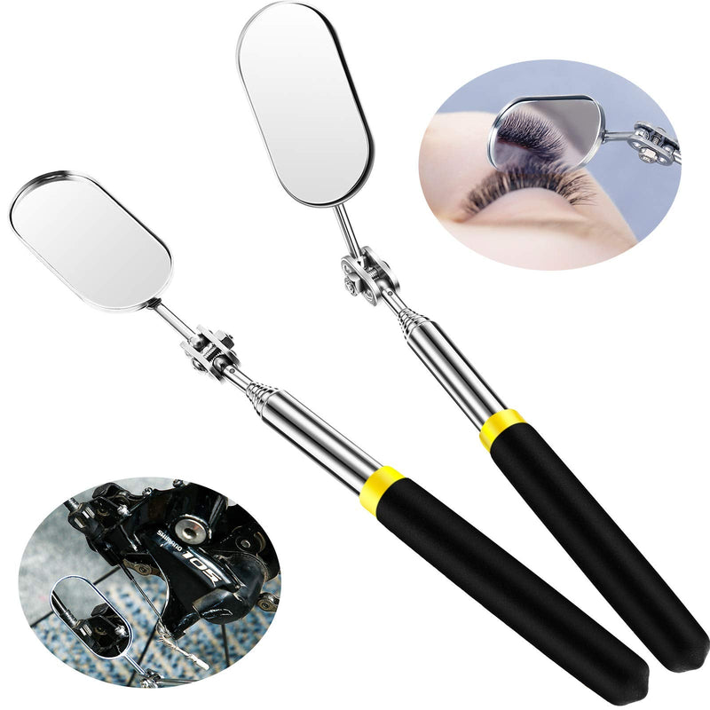 2 Pieces Telescoping Inspection Mirror Eyelash Inspection Mirror Adjustable Extension Mirror Detachable Stainless Steel Mirrors for Observing Small Details Beauty Tools Extends up to 28 Inch