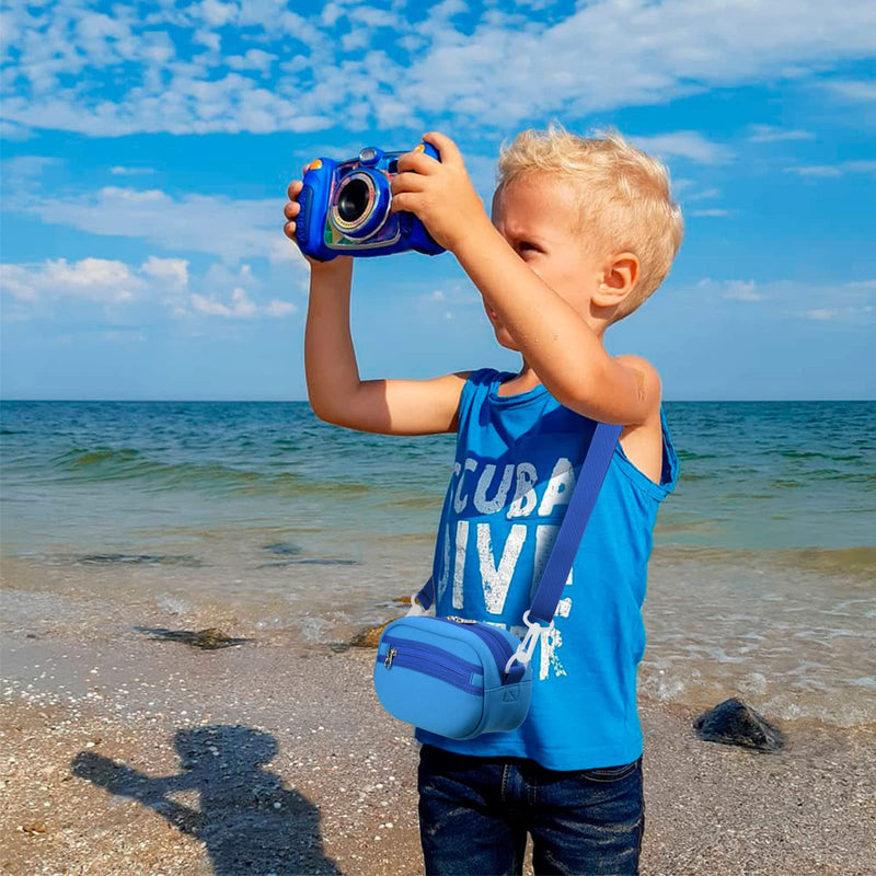 Beautyflier Kids Camera Case for VTech Kidizoom Duo /for Duo DX /for Duo Deluxe /for Twist /for Pix /for Pix Plus Selfie Creator Cam Crossbody Camera Bag for Kids with Adjustable Detachable Strap (Camera Not Included) Blue