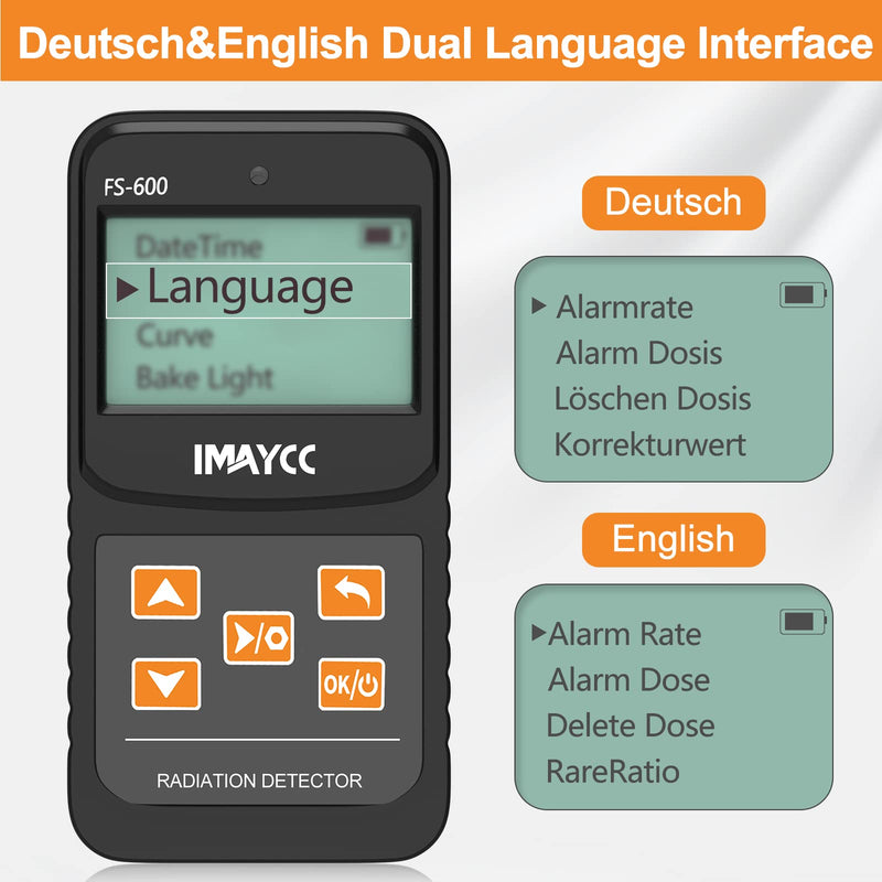IMAYCC Geiger counter, digital radiation detector with real-time display, can be used in homes, businesses, indoors and outdoors. Black