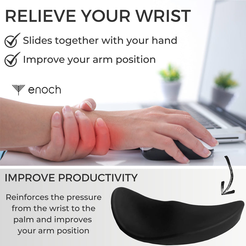 Enoch Ergonomic Mouse Wrist Rest, Palm Wrist Support Pad for Office Work, Gaming, Coding, Relief Sliding Gliding Wrist Pad (Black) Black