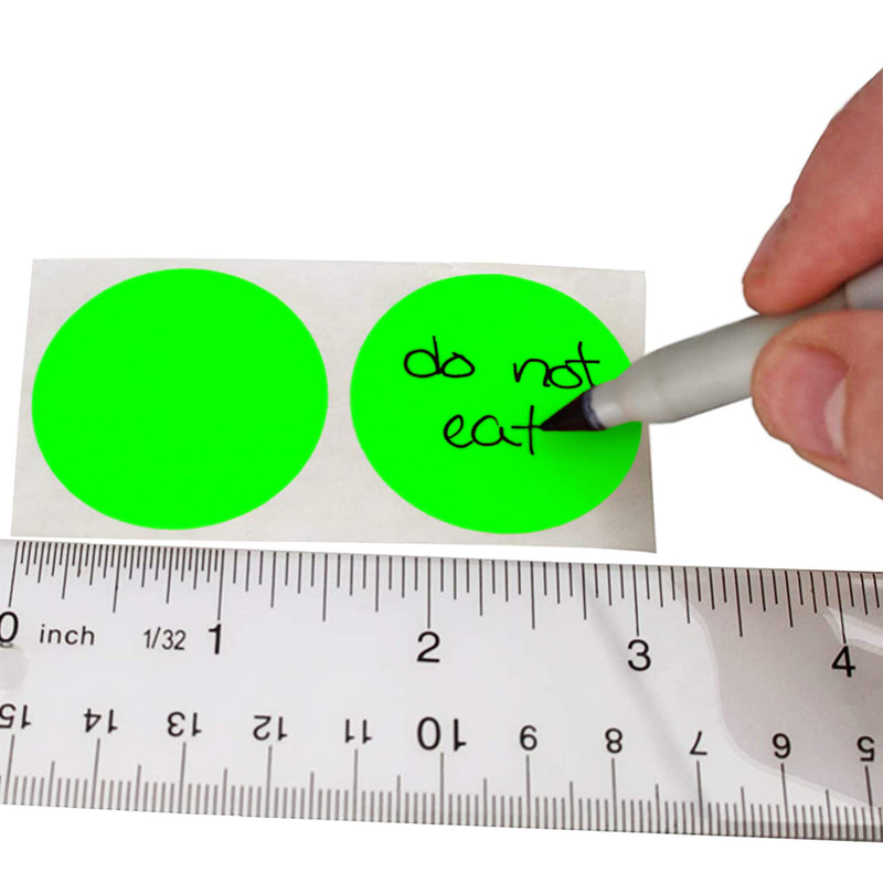 ChromaLabel 1-1/2 Inch Round Permanent Color-Code Dot Stickers, 500 per Roll, Fluorescent Green