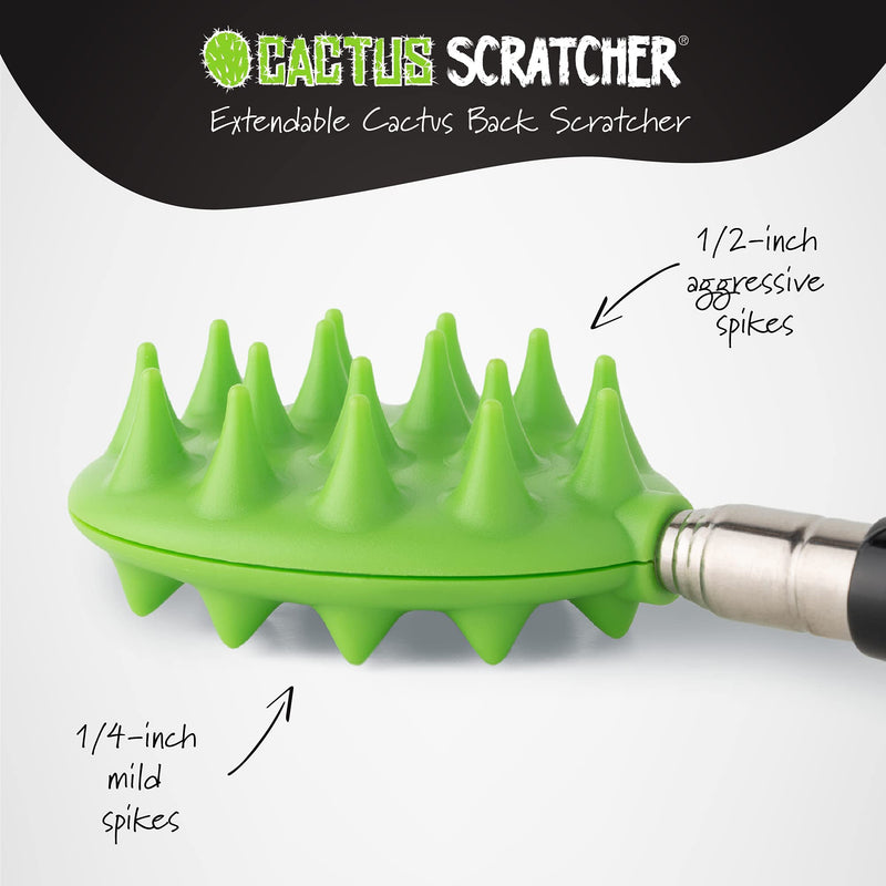 Extendable Cactus Back Scratcher 2-Sided, Super Satisfying Scratch, Tough ABS Plastic Head, Relieves Itching on Back, Head, Beard, Belly, Body, 8.5” to 24.5” (Bright Green) Light Green