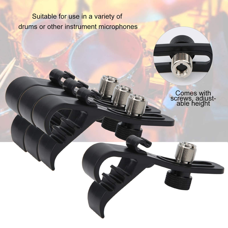 Drum Microphone Clip, 4Pcs Microphone Drum Mount, Drum Rim Mic Clips, Drum Microphone Clamp, Shockproof Drum Microphone Securing Clip Musical Instrument Supplies