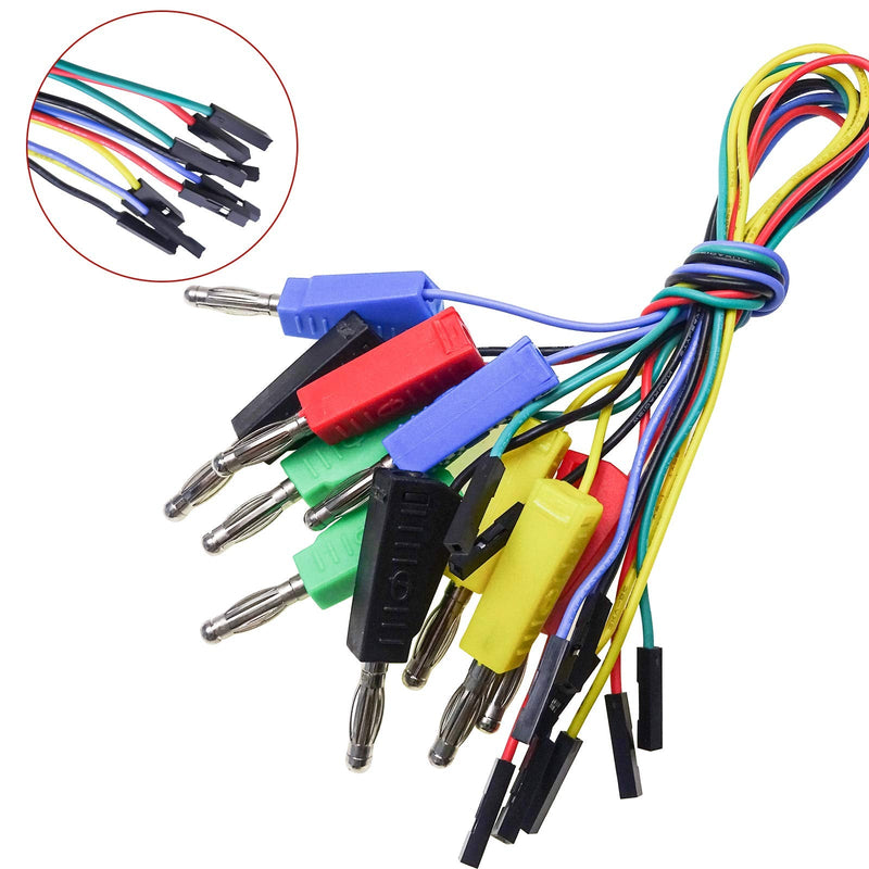 Goupchn Stackable Banana Plug to Breadboard Female Jumper Wires Soft Flexible Silicone Test Leads for Electrical Testing P1530