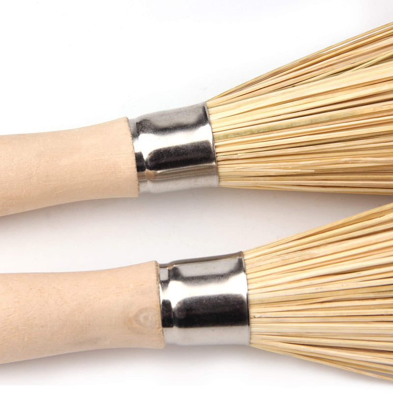 Sansheng 2Pack Frying pan Brush, Kitchen Cleaning Brush, Bamboo Kitchen pan Brush, FPR pan Handle Cleaning Brush, Bamboo pan Brush, Pot Brush, Pot Brush Cleaning