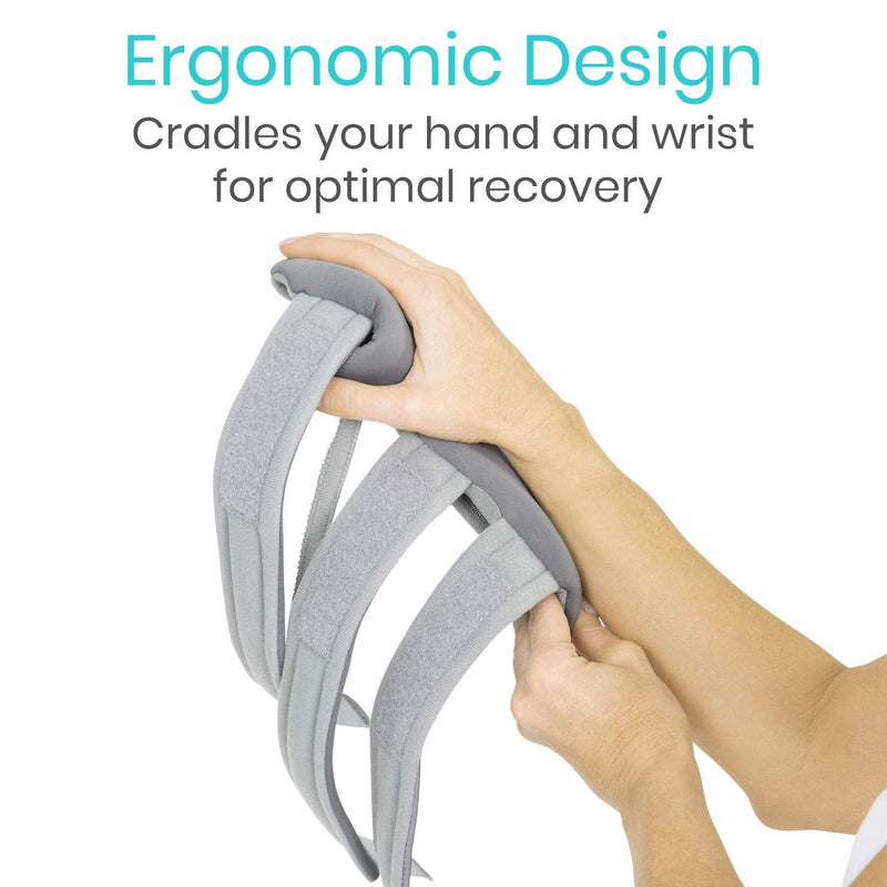 Vive Resting Hand Splint (Right) - Night Immobilizer Wrist Finger Brace - Thumb Stabilizer Wrap - For Arthritis, Tendonitis, Carpal Tunnel Pain - Functional Support For Sprains Fractures (Small) Gray Right (Small)