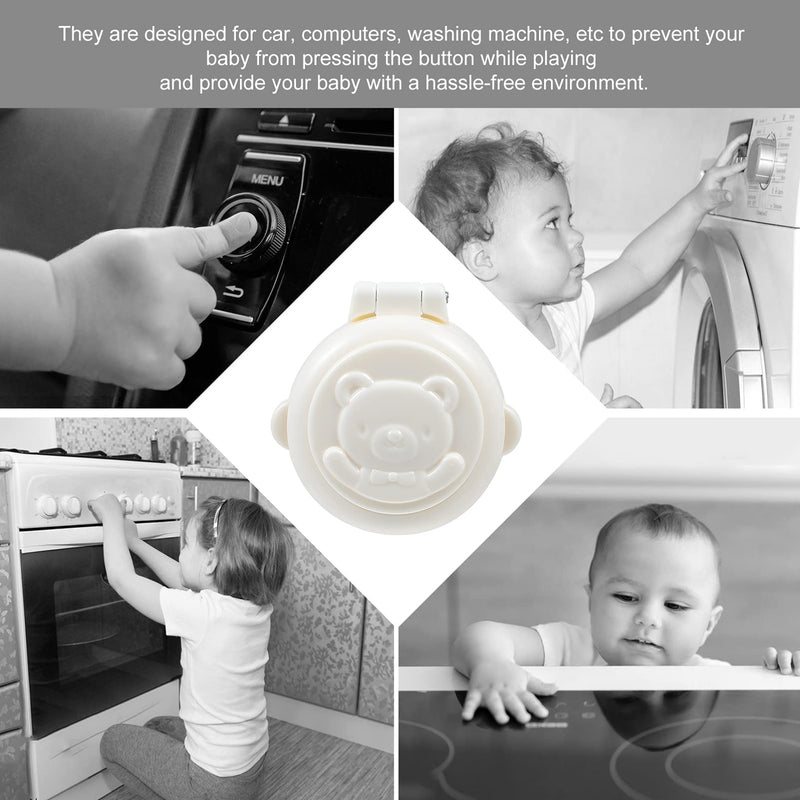 DOITOOL Children Safety Button Security Lock, 4Pcs Child Proof Car Washing Machine Computer Key Start Protection Cover, Baby Safety Prevent Pressing Device for Stove Refrigerator Washer (White)