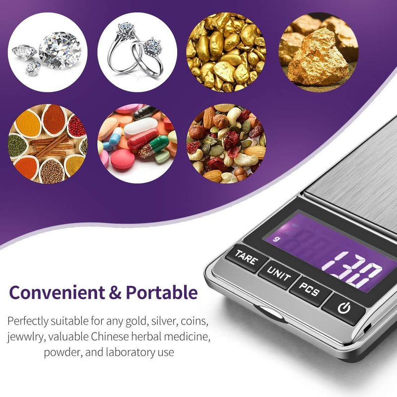 TBBSC Jewelry Scale,Reloading Weighing, High, Precision Digital Pocket Scale (Silver-200g/0.01g) Silver-200g/0.01g