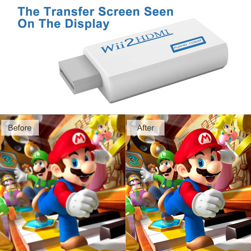 Wii to HDMI Converter, Wii to HDMI Adapter 1080P 720P, Output Video Audio Adapter HDMI Converter with 3.5mm Audio Jack&HDMI Output Supports All Wii Display Modes