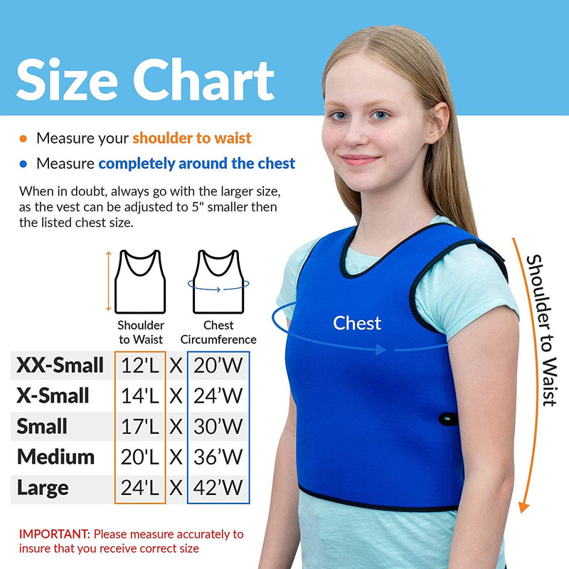 Special Supplies Sensory Compression Vest Deep Pressure Comfort for Autism, Hyperactivity, Mood Processing Disorders, Breathable, Form-Fitting, Kids and Adults (Blue, Small 17x30 inches) Blue Small (Pack of 1)