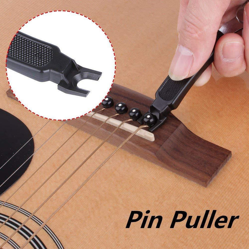 DODOMI Professional Guitar String Winder Cutter and Bridge Pin Puller, Guitar Repair Tool Functional 3 in 1 (Black) Black