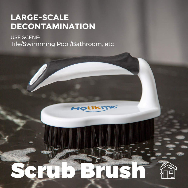 Holikme 5 pack Deep Clean Brush Set，Scrub Brush&Grout and Corner brush&Scrub pads with Scraper Tip&Scouring pads，for bathroom,Floor, Tub, Shower, Tile, Bathroom and Kitchen Surface（Black） Black