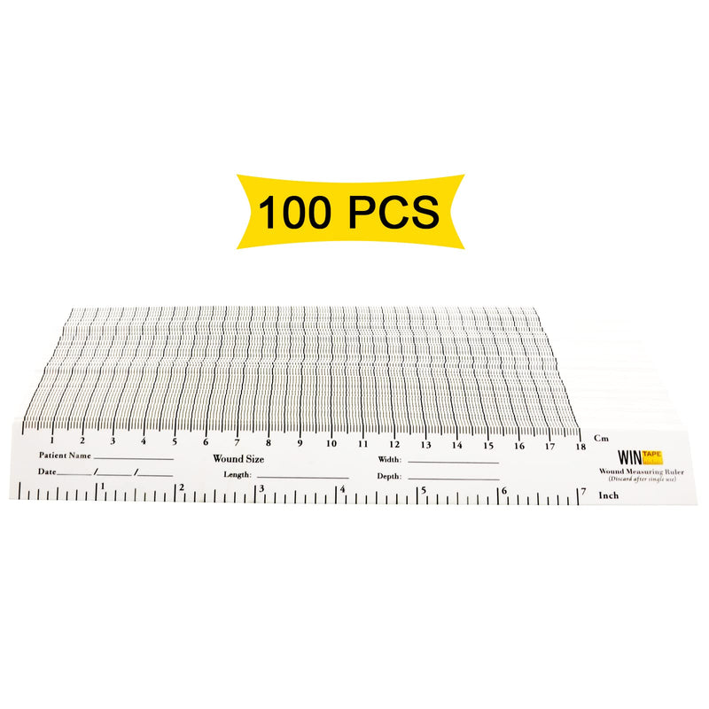 WIN TAPE 18cm / 7'' Educare Wound Ruler (PAPER) Wound Measuring Tape (Pack of 100) Medical Medimeter