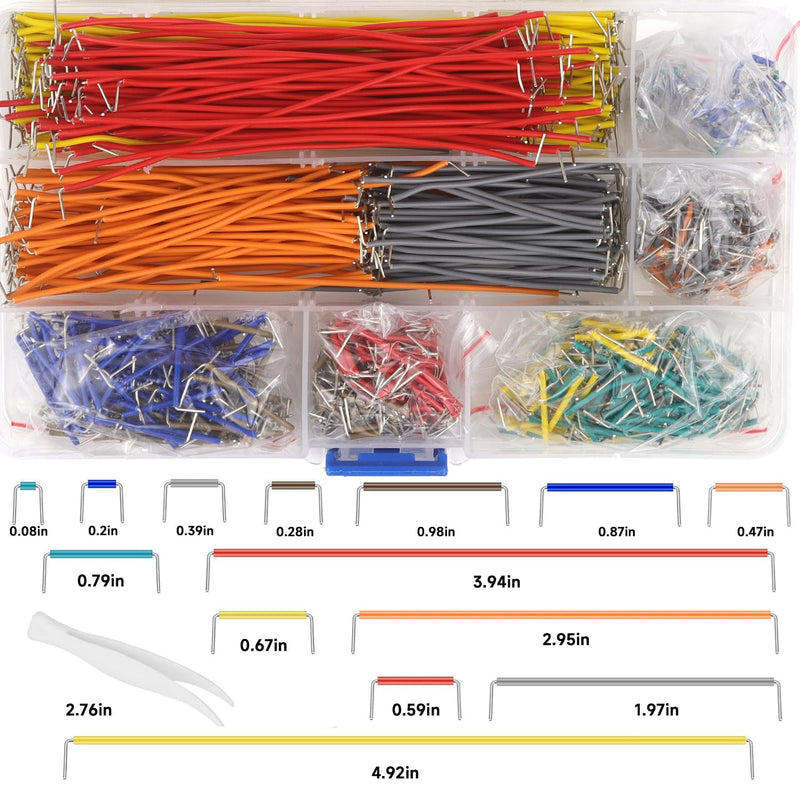 Breadboard jumper wire 840 pieces jumper cable jumper cable wire kit jumpers with 14 different lengths male to male jumper cable wires breadboard set with plastic box