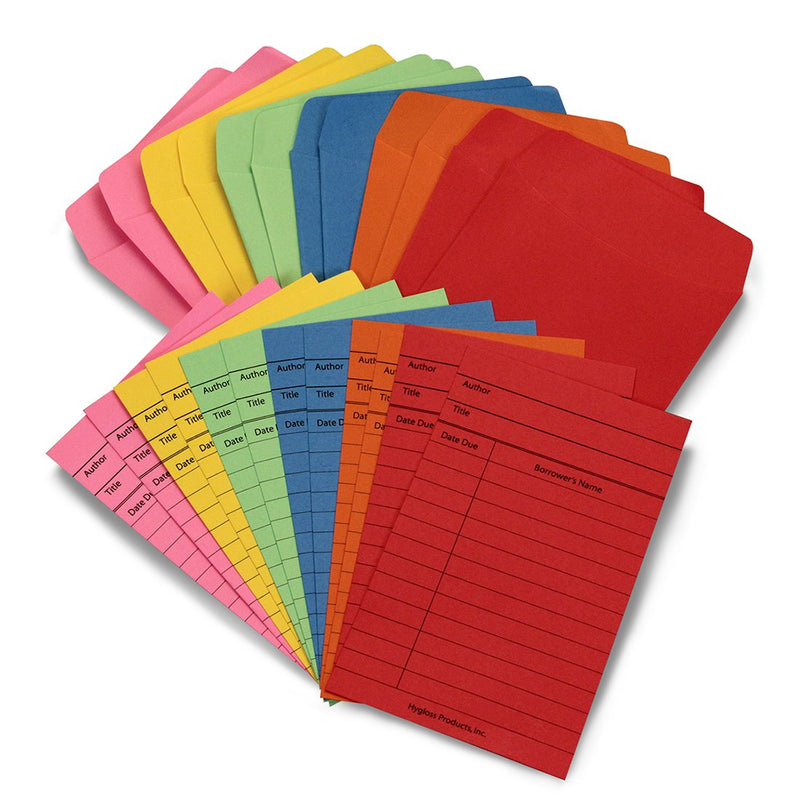 Hygloss Products, Inc 150 Colored Library Pockets and Cards, Sets 150 Sets Non-Adhesive