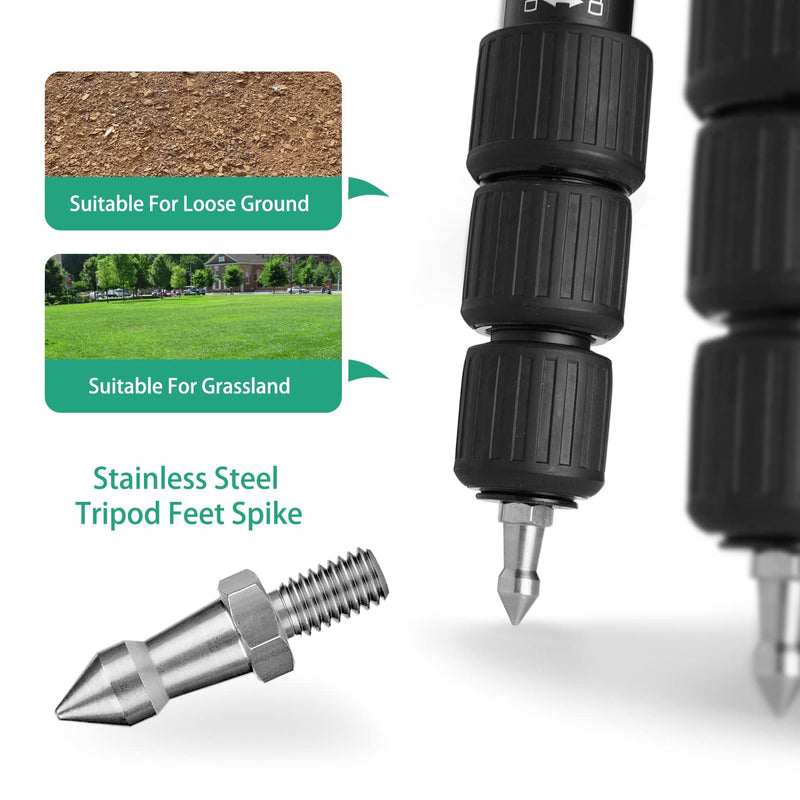 Rigych 3 Sets of 1/4 Thread Rubber Tripod Feet Universal Anti-Slip & Stainless Steel Tripod Spike Feet, Tripod Feet Replacement Parts
