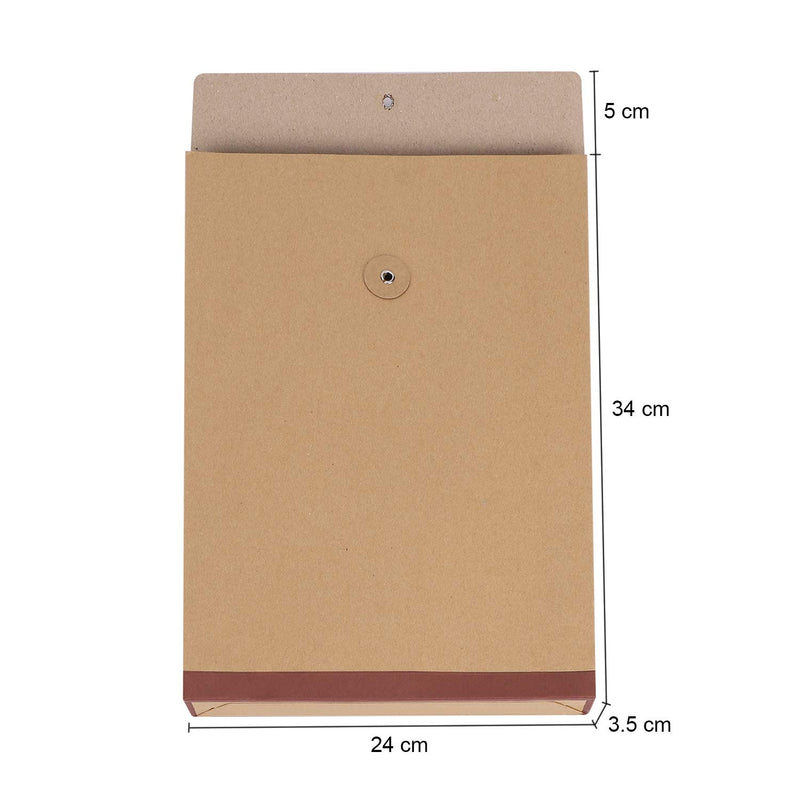 10 Pack A4 Kraft Paper Envelope File Bag File Folders Portfolio Project File Bag Expandable Envelope File Wallet Vertical Document Bill Storage Pocket Organizer Envelope with String Button Closure Brown