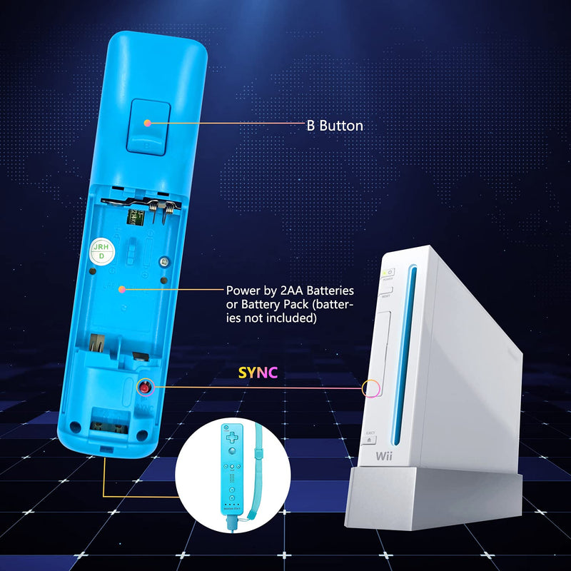 Yosikr Wireless Remote Controller for Wii Wii U - Black and Blue 2 Packs