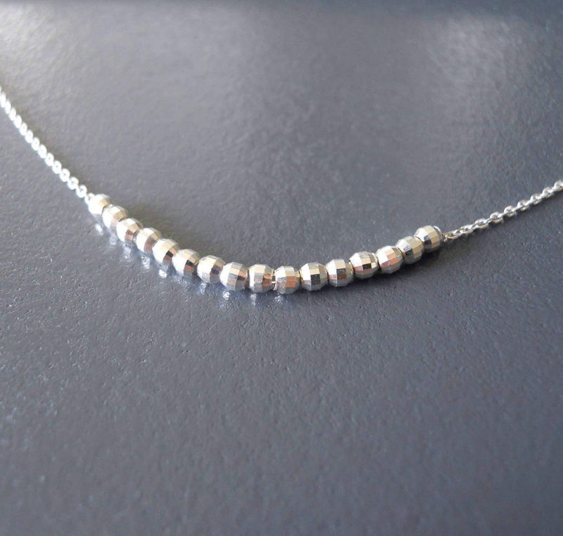 Dainty Sterling Silver Necklace With Beads - Handmade