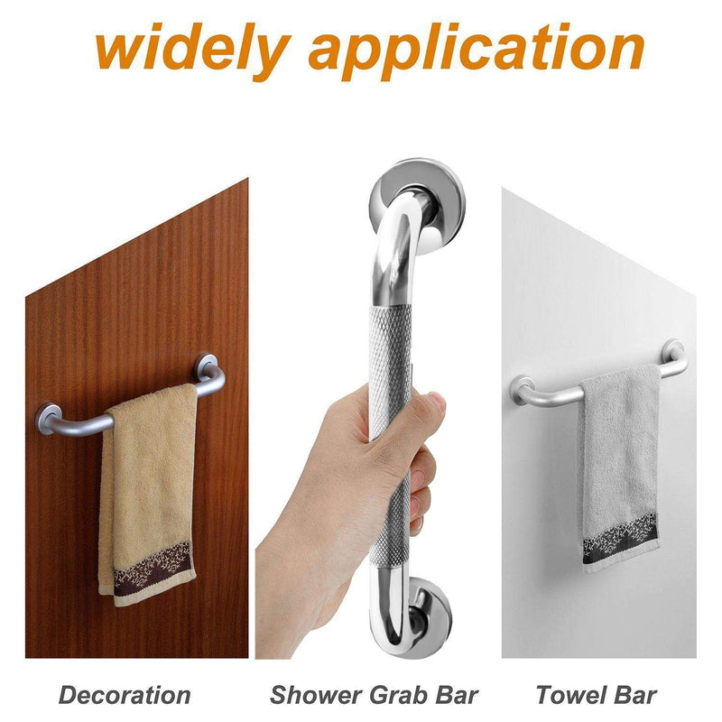 16 Inch Anti Slip Shower Grab Bar Handle, ZUEXT Chrome Finish Stainless Steel Bathroom Grab Bar, Knurled Bathroom Balance Bar,Safety Hand Rail Support,Handicap Elderly Injury Senior Assist Bath Handle 16 Inch (Pack of 1)