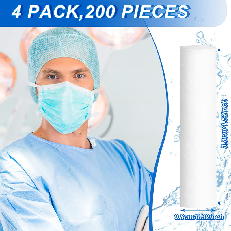 200 Counts Dental Gauze Rolls, Cottons Pads for Dentists Flexible Dental Cotton Rolls Good Absorbent Cotton Nose Plugs Dental Cotton Swabs for Kids, Adults Nosebleed, Mouth Gauze Accessories, 1.5 Inch