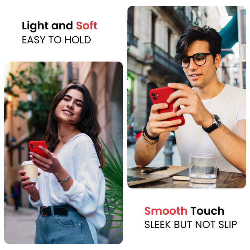 FireNova iPhone 11 Case, [Square Edge] Upgraded [Camera Protecion] Silicone Phone Case with Soft Anti-Scratch Microfiber Lining, 6.1 inch, Red