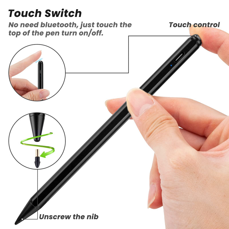 2021 iPad Pro 11 Inch Stylus Pencil 2nd Generation,,Palm Rejection and Magnetic with 1.2 mm Replaceable POM Tip Active Stylus Pen for Apple iPad Pro 11 Inch 3rd Gen Pencil,Black Black