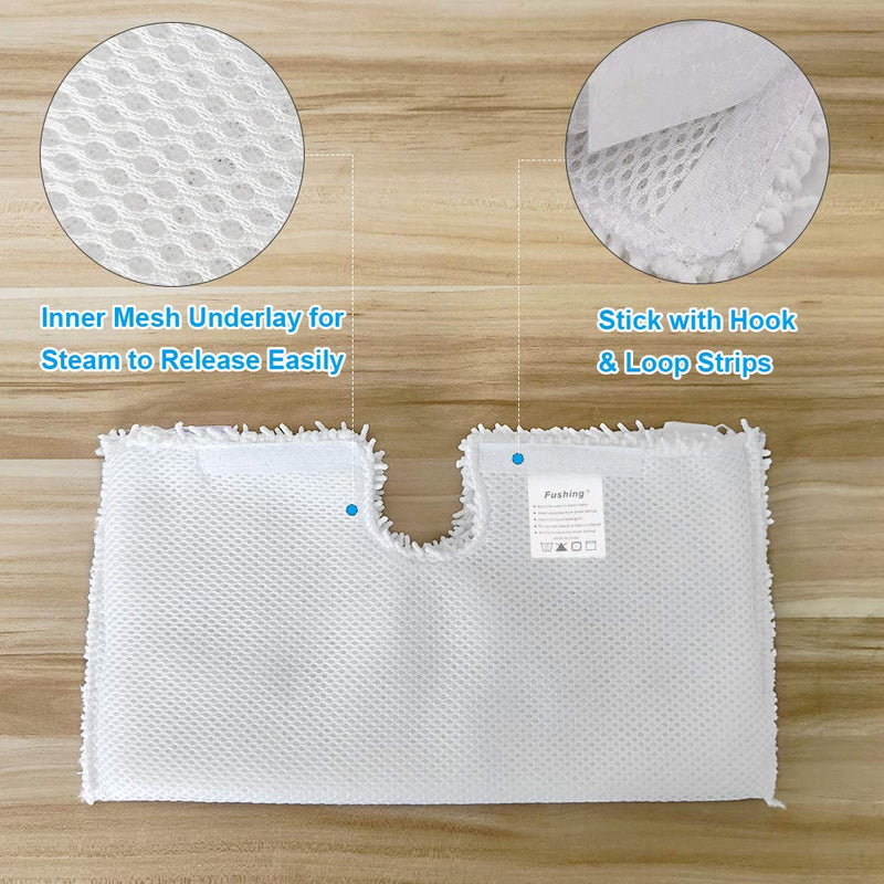 Fushing 3Pcs Steam Mop Pads, Washable Microfiber Cleaning Steamer Replacement Pads for Shark Steam Mop S3501 S3601 S2902 S3901 S3550 S3601D S3801 S3801CO SE450 S2901 3 Pack