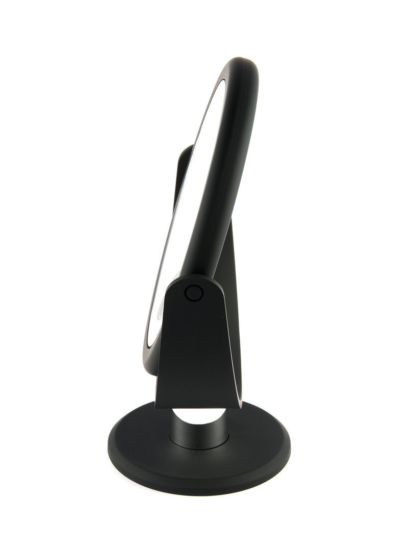 Danielle Two-Sided Makeup Mirror, 12X Magnification, Soft Touch - Midnight Matte