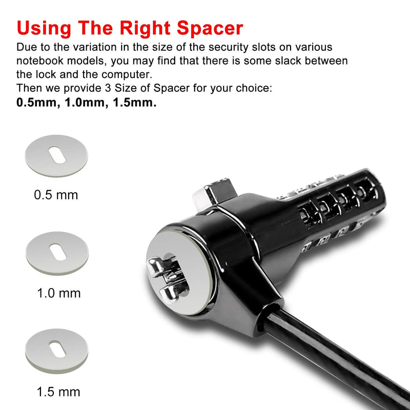 Computer Laptop Cable Lock,Slot Plate 6.23ft Cable,Security Computer Combination Lock, 4 Digital Password Protection Cable, Anti Theft Lock and Notebook Other Device