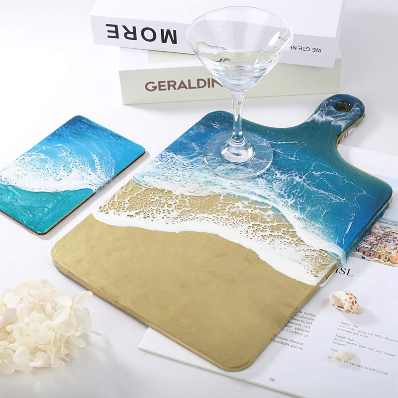 LET'S RESIN Resin Tray Molds for Epoxy Resin,Cutting Board Mold for Resin Casting,Large Resin Silicone Molds for Resin Serving Tray,Serving Board,Ocean Wave Painting Art