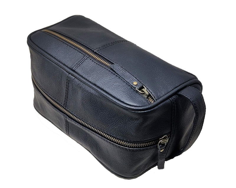 Men's Genuine Leather Toiletry Bag Waterproof Dopp Kit Shaving Bags And Grooming For Travel Groomsmen Gift Men Women Hanging Zippered Makeup Bathroom Cosmetic Pouch Case Make Up kit