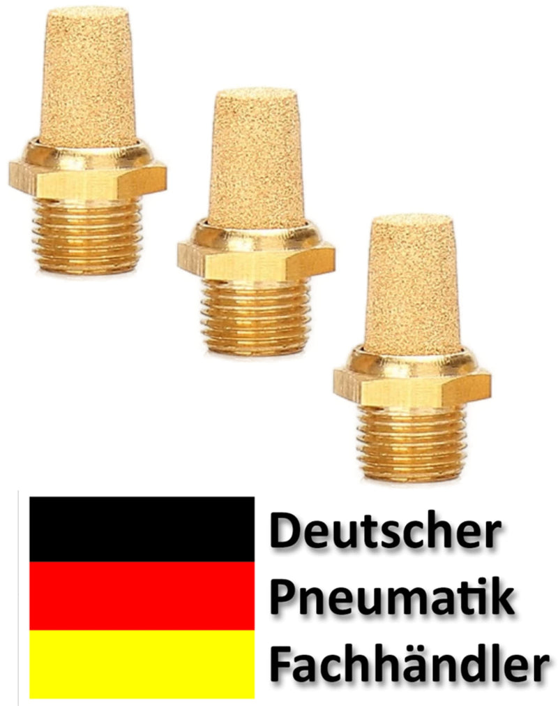 Pneumatic silencer made of sintered bronze 1/8" set of 3 industrial quality