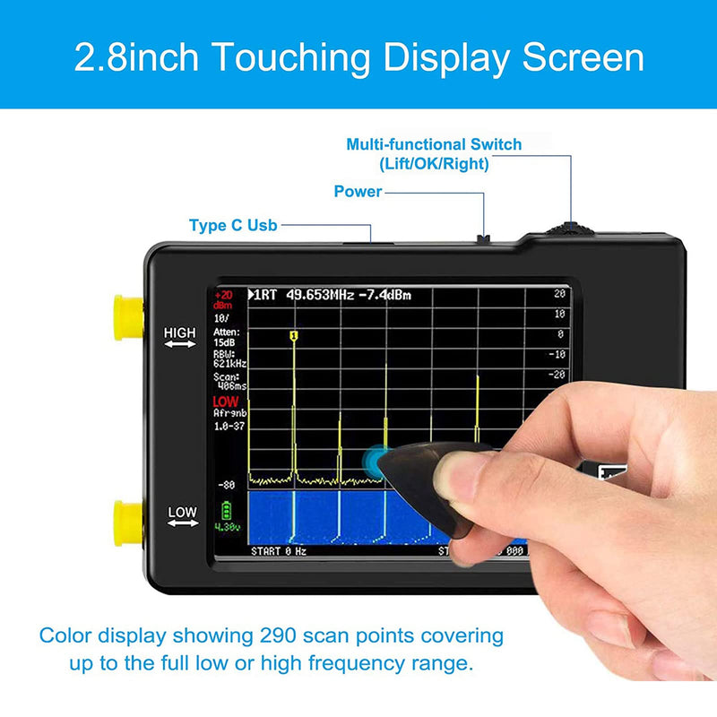 SDRGEEK TinySA Handheld Tiny Spectrum Analyzer 2.8 Inch Touching Display 100KHz-960MHz Screen Spectrum Analyzers Signal Generator with Battery