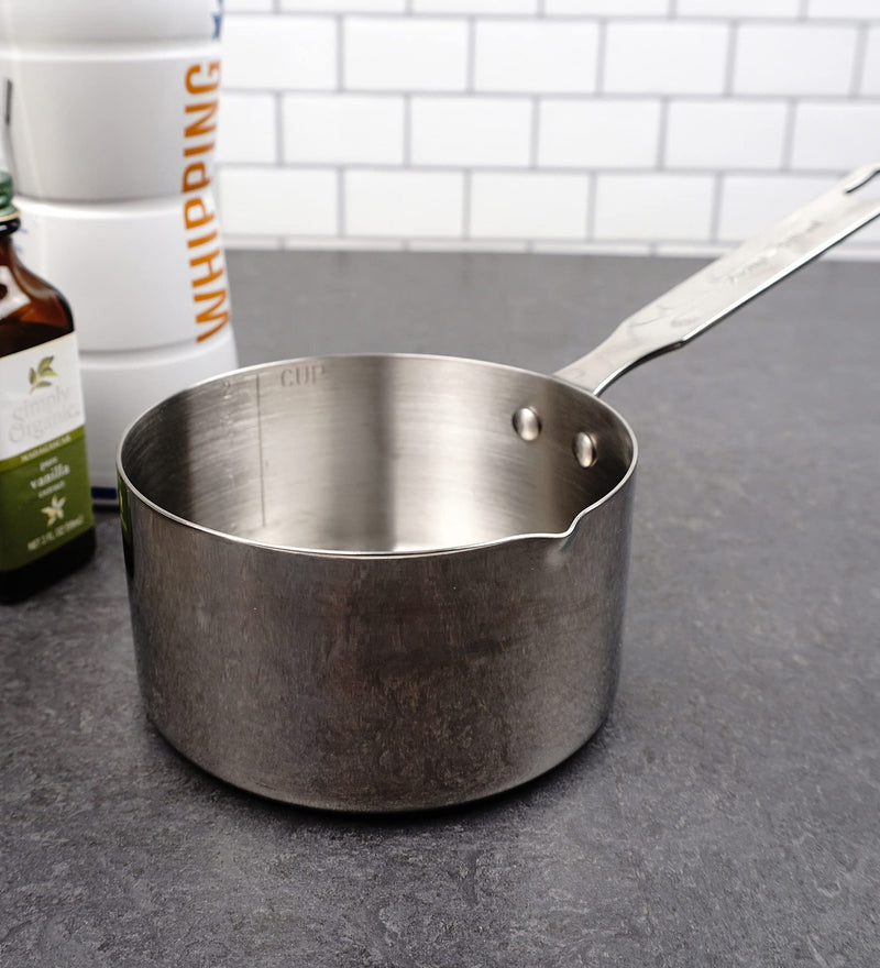 RSVP International Endurance Stainless Steel Measuring Pan Scoop, 2 Cups | Dry or Liquid | Baking or Cooking | Perfect for Feeding Pets, Cat Dog Food, Bird Seed, etc. | Dishwasher Safe