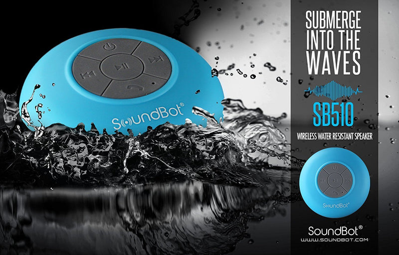 SoundBot SB510 HD Water Resistant Bluetooth 4.0 Shower Speaker, Handsfree Portable Speakerphone with Built-in Mic, 6hrs of Playtime, Control Buttons and Dedicated Suction Cup for Showers (White) WHT