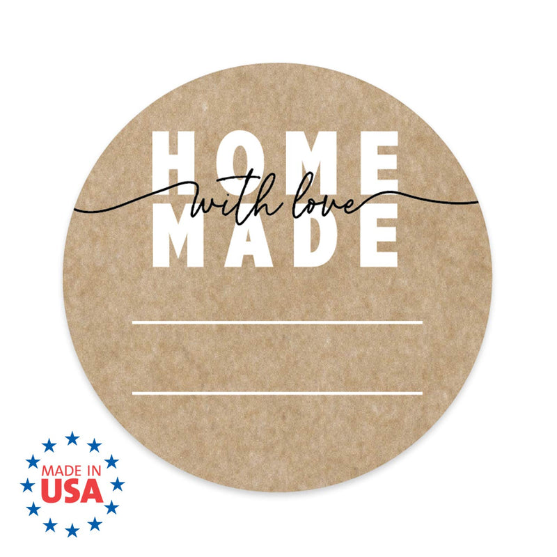 Homemade with Love Canning Stickers / 500 Circle Labels Printed On Sturdy Kraft Stock / 2" Modern Illustrated Decals