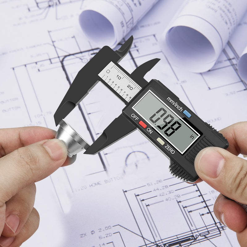 Chizea Digital Caliper, 150mm Classic Caliper with Large LCD Display for Outside, Inside and Depth Measurement, Black