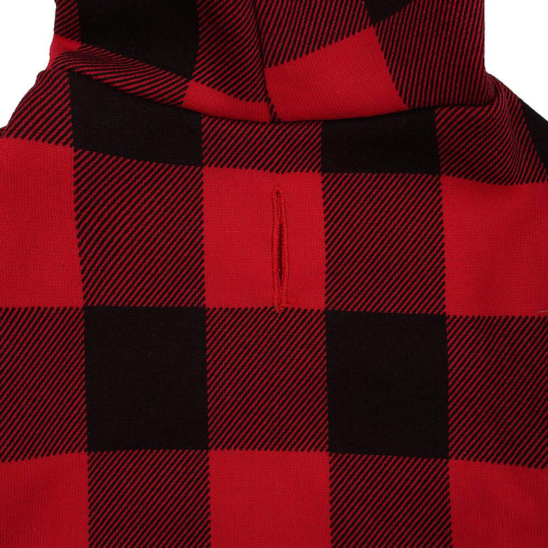 Plaid Dog Hoodie Pet Clothes Sweaters with Hat X-Small (Pack of 1) Red