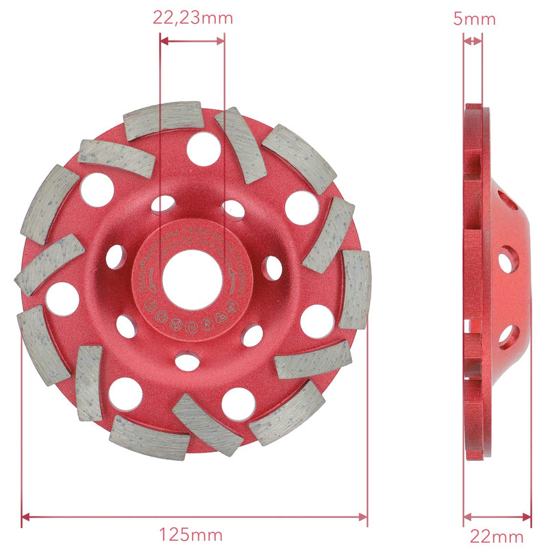 PRODIAMANT diamond grinding cup extra speed concrete 125 mm x 22.2 mm grinding disc for concrete tile adhesive and masonry 125mm