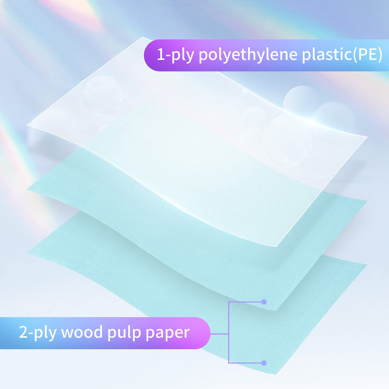 Disposable Dental Bibs Waterproof Dentist Napkins 60 PCS, 3 Ply Tattoo Bibs Tray Covers Patient Bib Lap Cloths 13" x 18" for Dental Clinic, Tattoo Staion and Salon - Light Blue