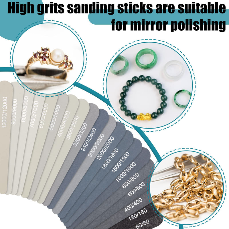 Pack of 20 Honoson sanding rods for plastic models, polishing rods, assorted metal and wood sanding tools, accessories for beginners in model making, water drop style