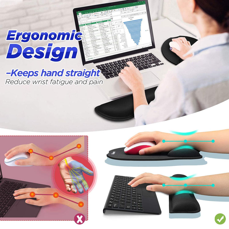 Gimars Upgrade Enlarge Superfine Fibre Soft Smooth Gel Ergonomic Mouse Pad Wrist Support and Keyboard Wrist Rest for Computer, Laptop, Mac, Gaming and Office, Durable, Comfortable and Pain Relief Keyboard and Mouse Wrist Rest Pad