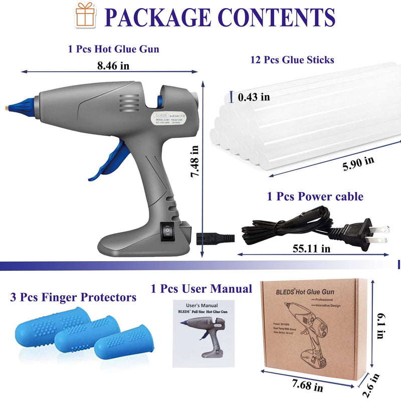 Hot Glue Gun, Upgrade Glue Gun No Dripping 80 & 120W, BLEDS Stand-Up Hot Melt Glue Gun Kit Full Size Dual Temperature With 12 Glue Sticks for Craft, Creative, Office, Decoration, DIY, Quick Repairs